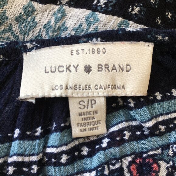 LUCKY BRAND Multi Color Mixed Print Tie Collar & Sleeves Shirt - Picture 2 of 8